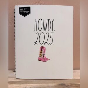 Rae Dunn HOWDY 2025 Pink Cowgirl Boot 12-month Planner. Spiral Bound. NWTS